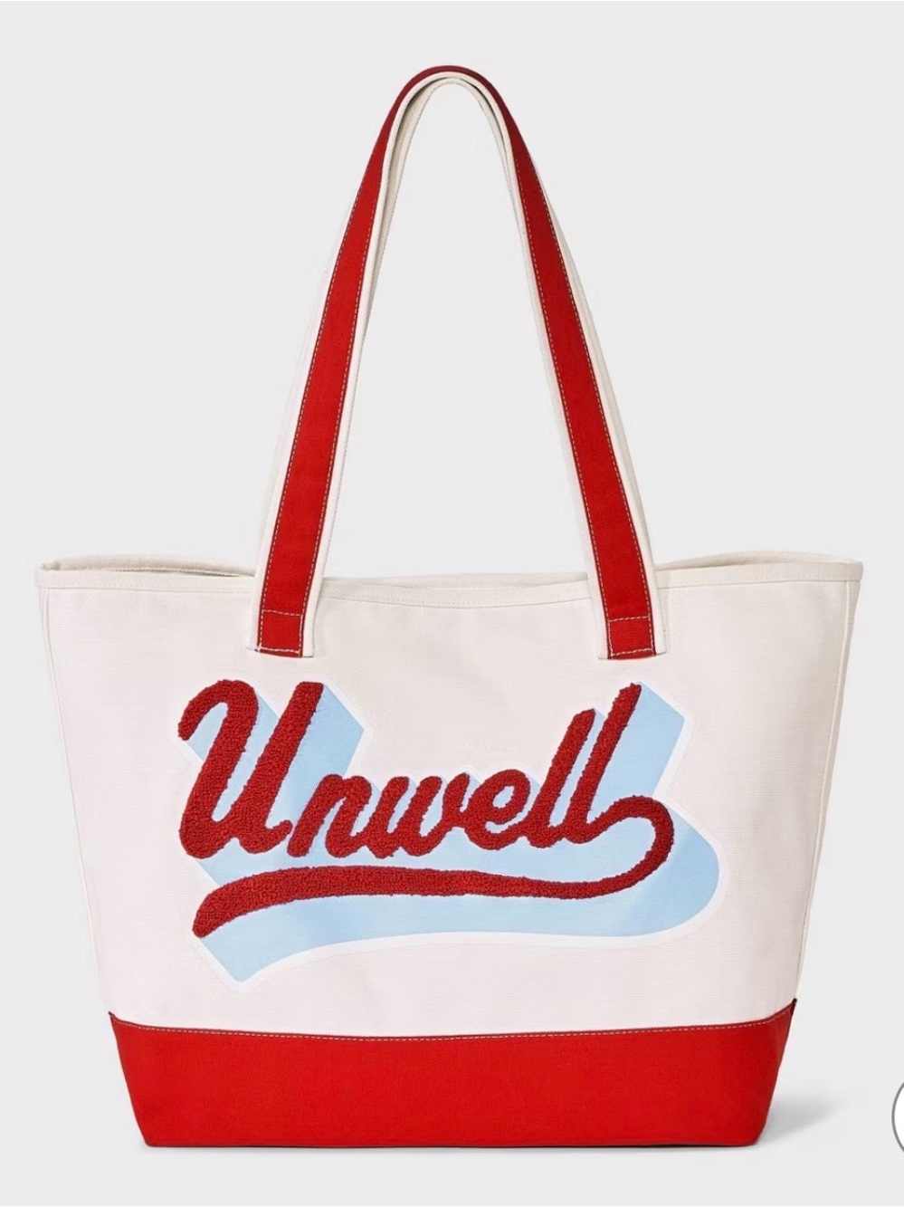 Unwell Red and White Canvas Tote Bag by